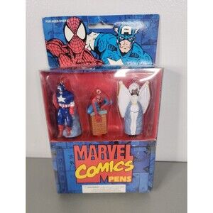 VTG 1995 DC Super Heroes Pen Spiderman Storm Captain America Pens Toppers